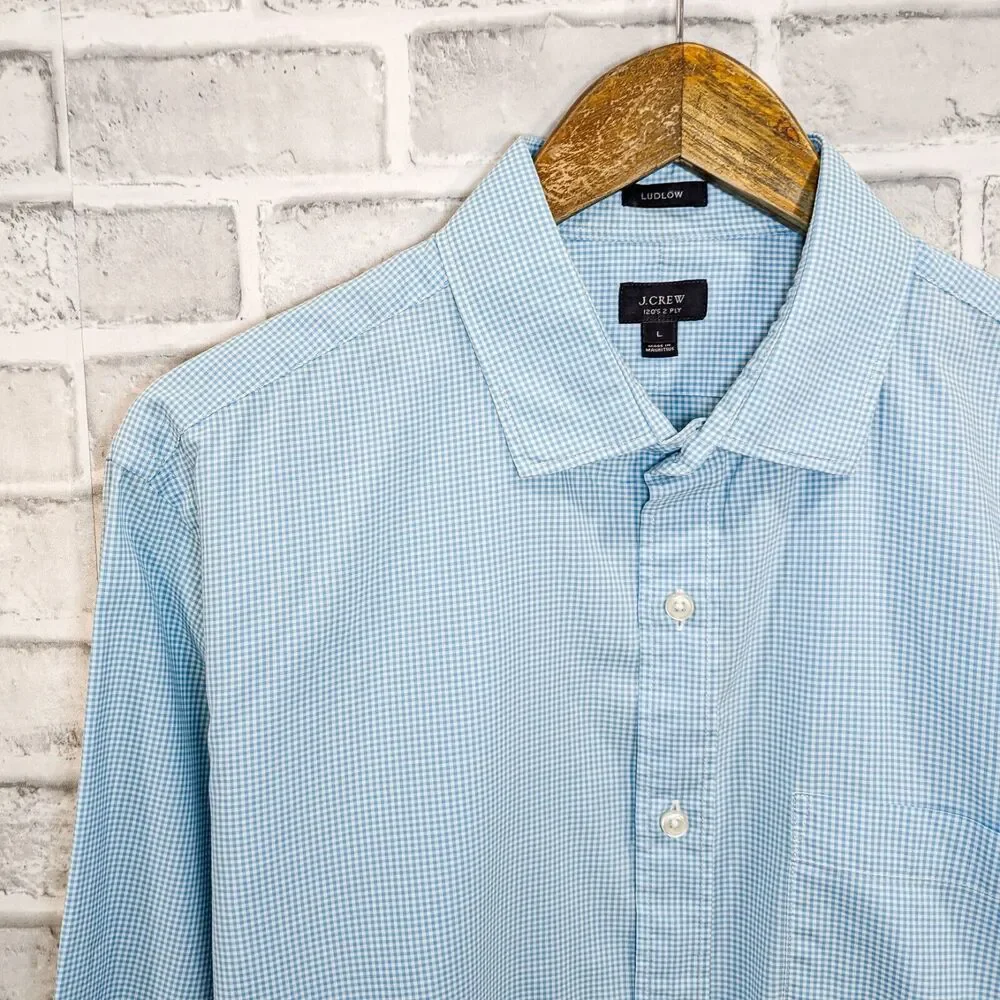 J.Crew Ludlow Men's Button up Shirt in Light blue mini check size Large